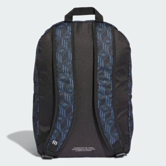 Adidas Black & Blue Monogram Laptop Backpack Book Bag Padded Adjustable Straps - Picture 6 of 12